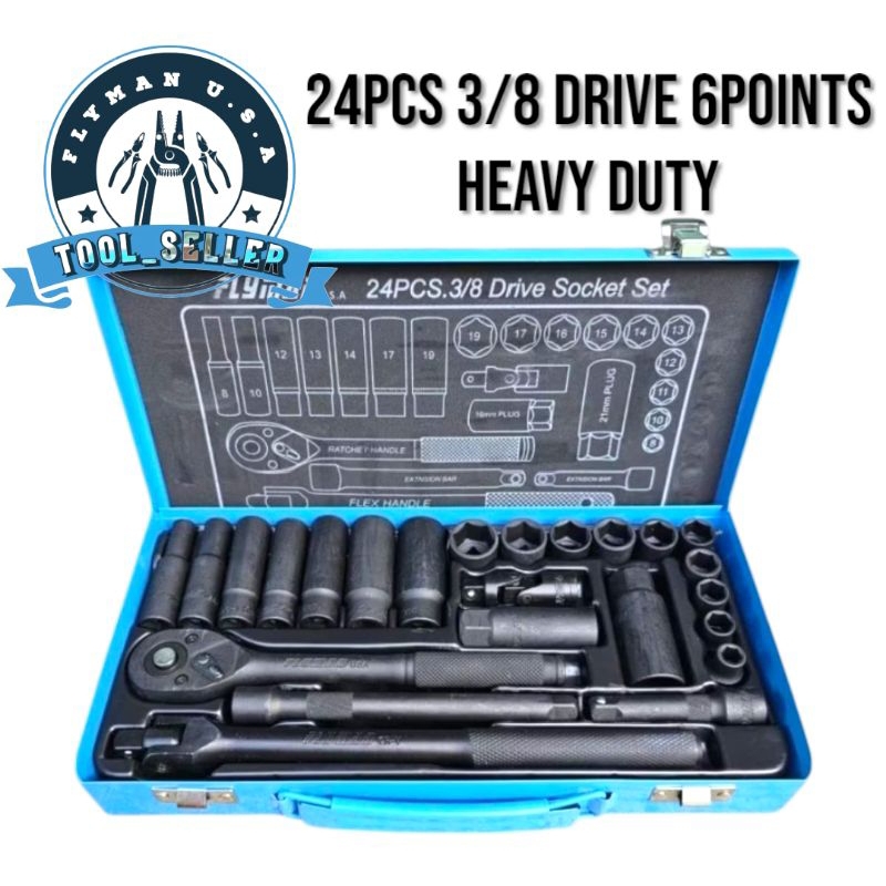 orig flyman 24pcs 3/8 drive socket wrench set | Shopee Philippines