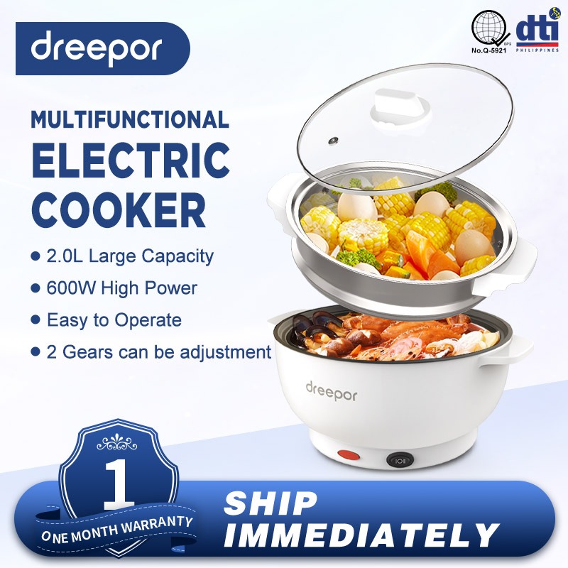 Dreepor Electric Cooker Electric Pot Double Handle Stainless Steel ...