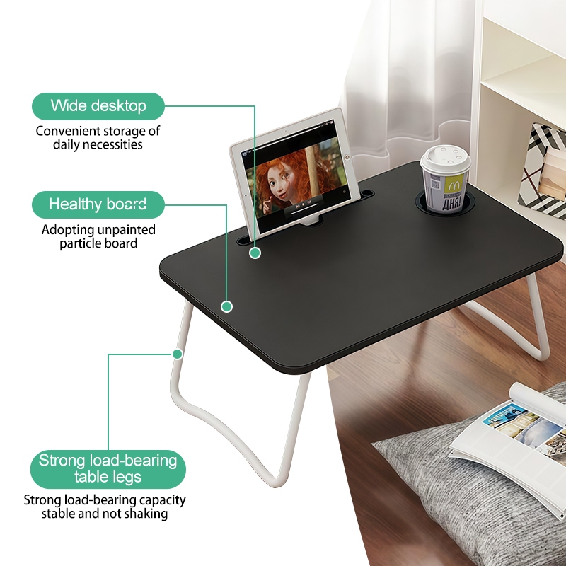 LearnBy Upgrade New Table Foldable Lazy Bed Desk/Portable Laptop Wooden ...
