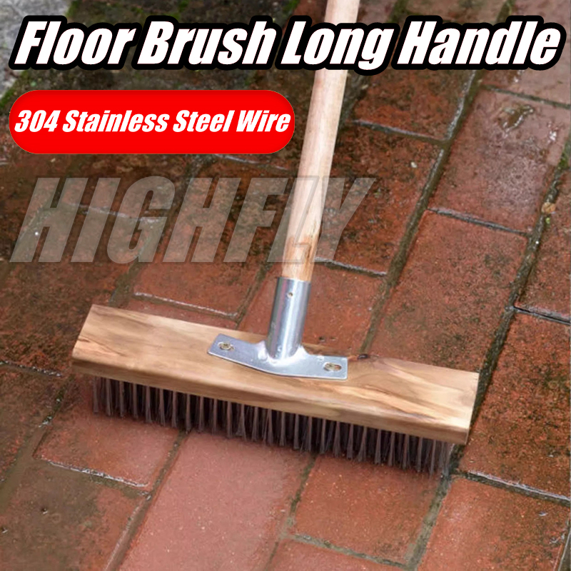 Floor Scrub Wire Brush Heavy Duty Metal Stainless Steel Brush With Long ...