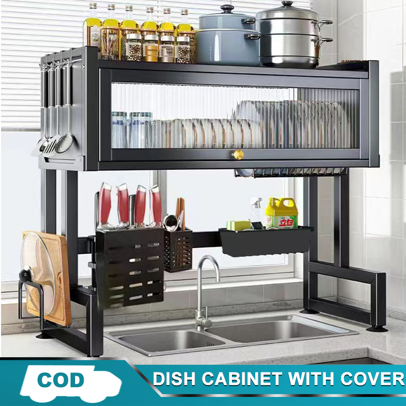 IMUTO Dish Cabinet Rack With Cover Plate/Sink Organizer Drainer Kitchen ...