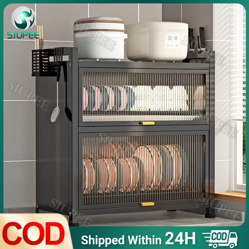 Dish Rack With Cover Kitchen Organizer Dish Cabinet Drainer Storage ...