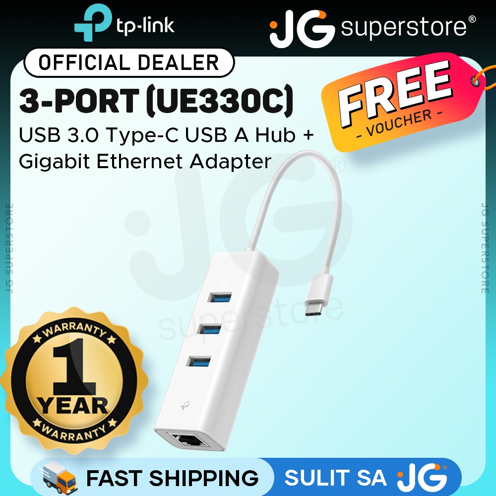 TP-Link 3 Port USB-A 3.0 Hub and Gigabit Ethernet Adapter 5Gbps Max ...