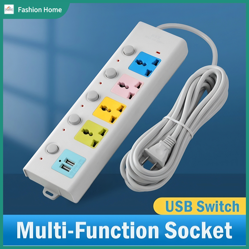 Multi-function row and plug With USB hole Smart socket extension cord ...