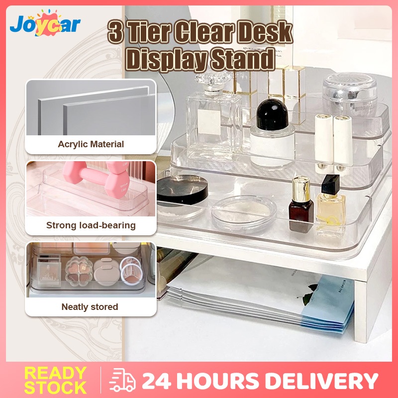 Transparent 3-layer Ladder Acrylic Display Rack Table Makeup Organizer ...