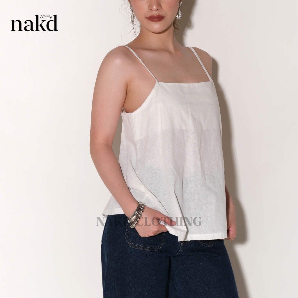NAKD FASHION SADDIE BASIC COTTON LINEN SPAGHETTI DAILY CASUAL SUMMER
