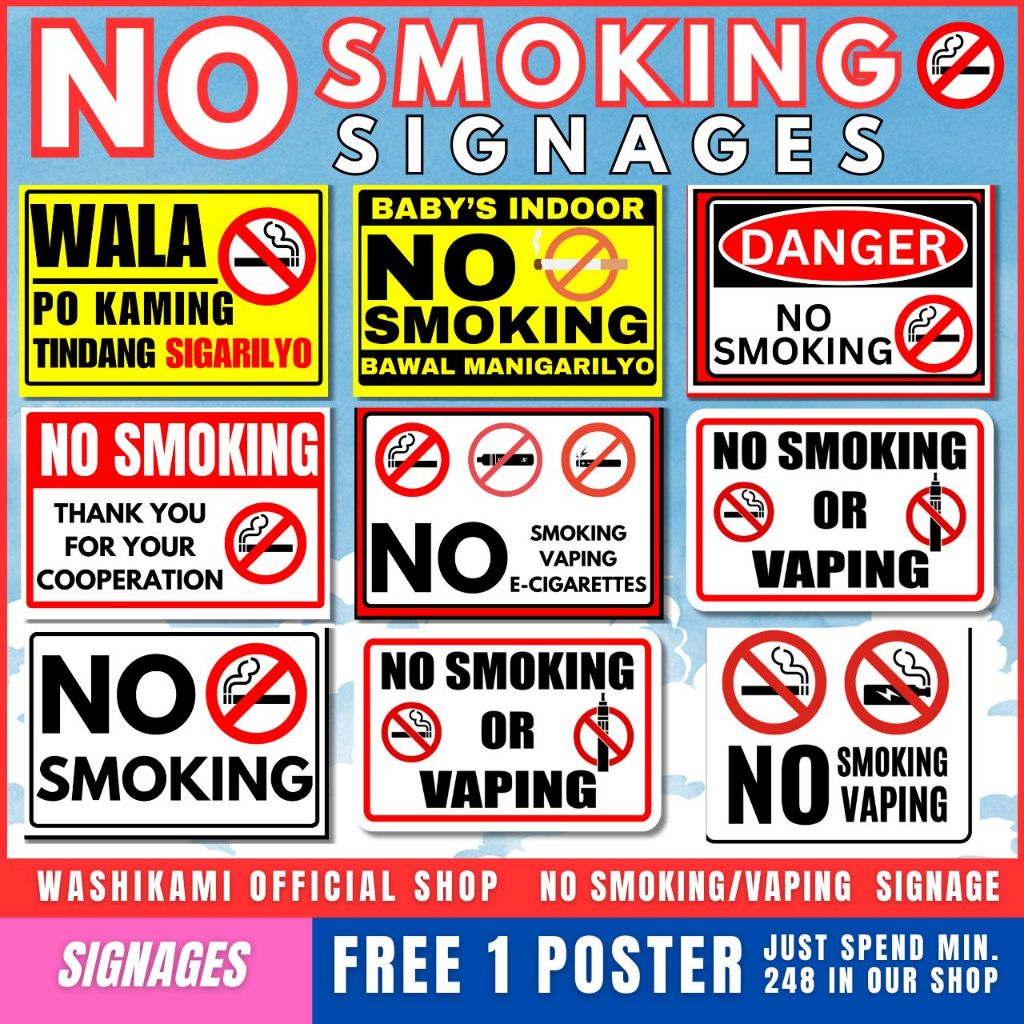 No Smoking - No Vaping Signage A4 Poster / Washikami PH | Shopee ...