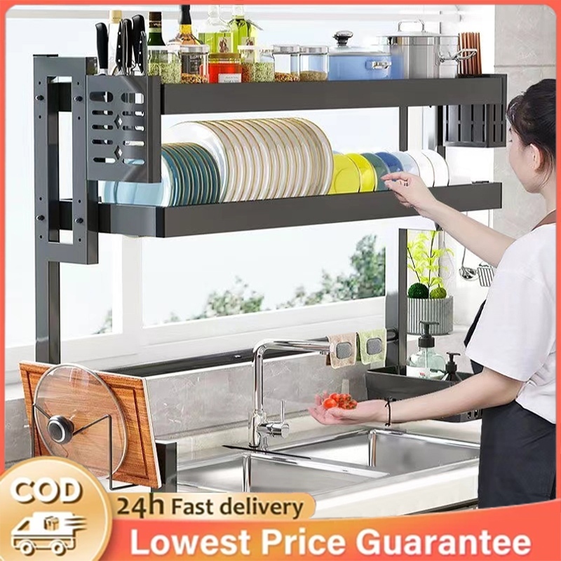 65-105cm Dish Cabinet Rack Sink Dish Drainer Drying Rack Plate Storage ...