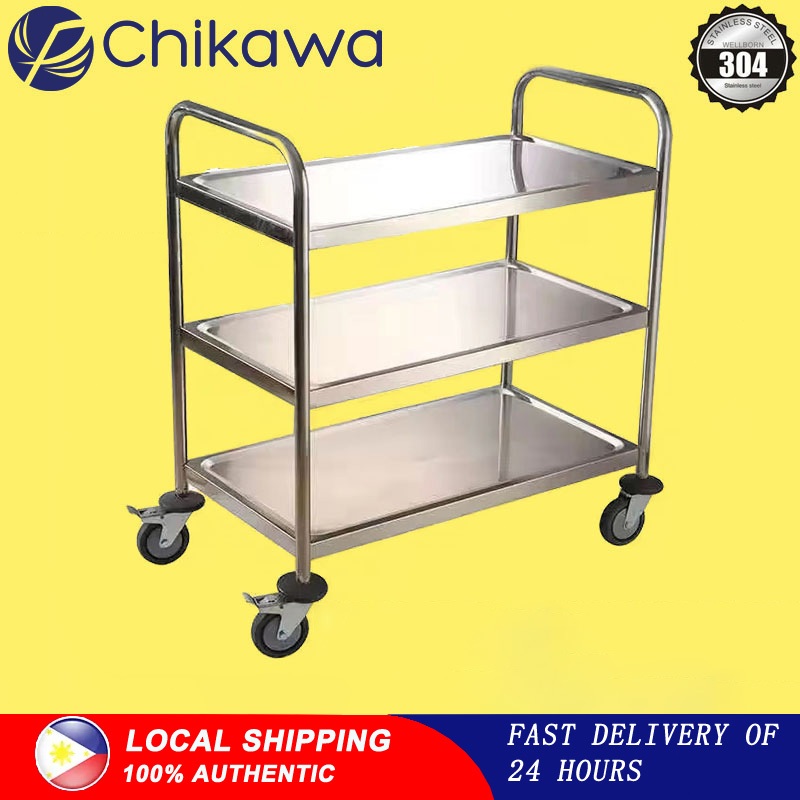 Chikawa 304 stainless kitchen rack 3-Tier Kitchen Trolley trolley cart ...
