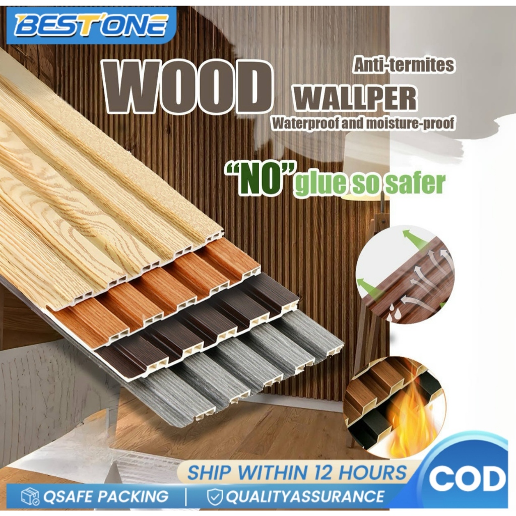 Waterproof Wpc Wall Panel WPC Grille Walls Solid Wood Wallpaper Derc ...