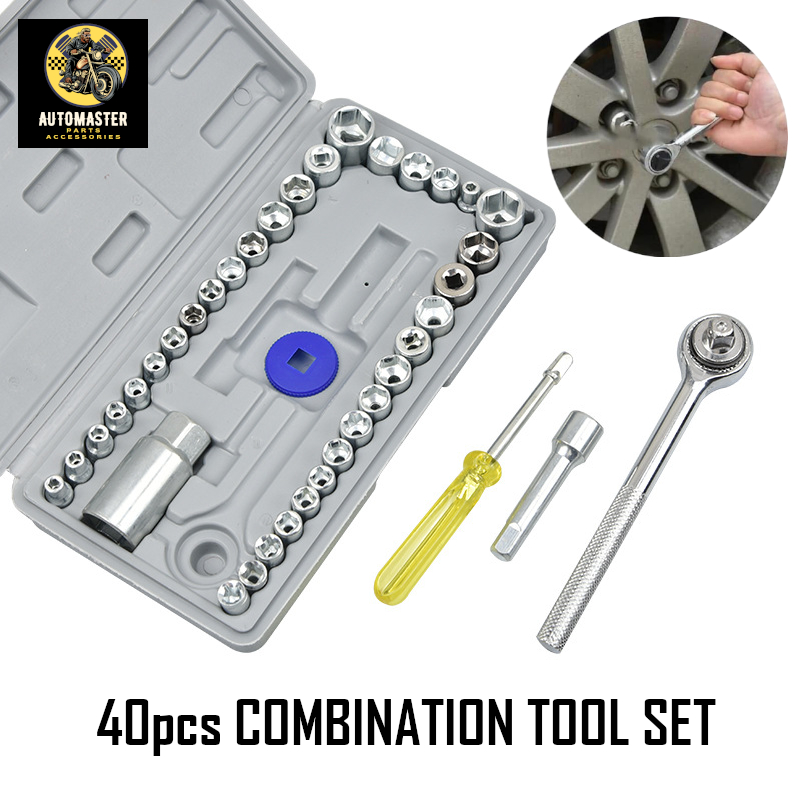 AUTOMASTER 40Pcs Auto Repair Hand Tool Combination Socket Wrench Set ...