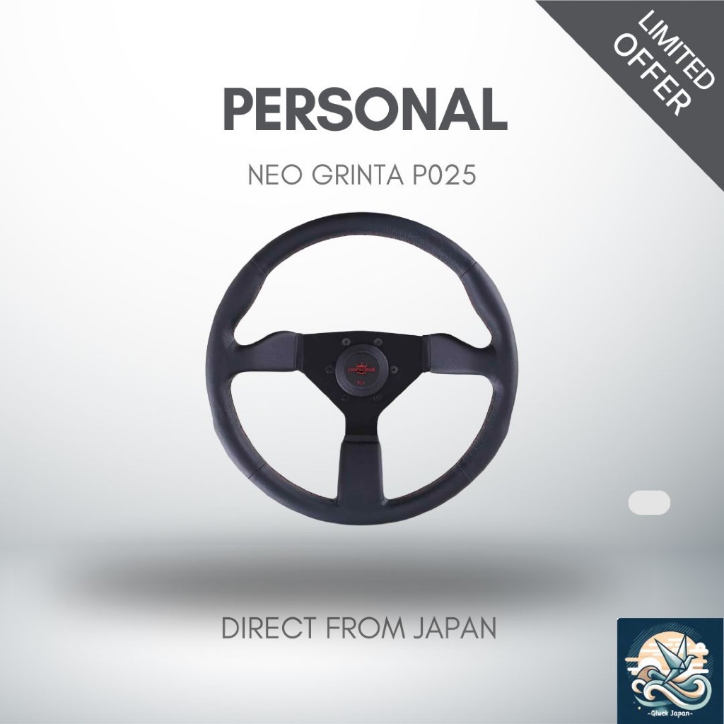 personal】NEO GRINTA Black Leather/Red Stitch 350mm Steering Wheel