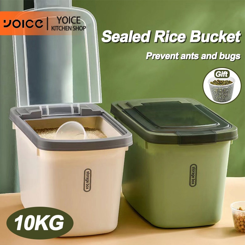 YOICE 10KG Rice Storage Container Kitchen Rice Bucket Sealed Ant-Proof ...