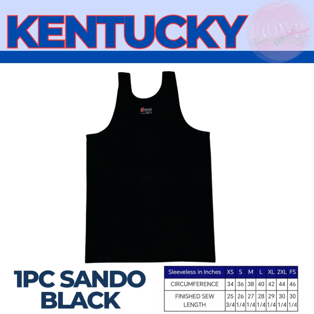 KENTUCKY PLAIN BLACK TANK TOPS SANDO FOR MEN (1PC,3PCS) | Shopee ...