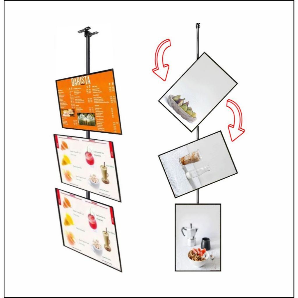 3 Layer Hanging LED Display Light Box A4 A3 / Sign Menu Mall Restaurant ...
