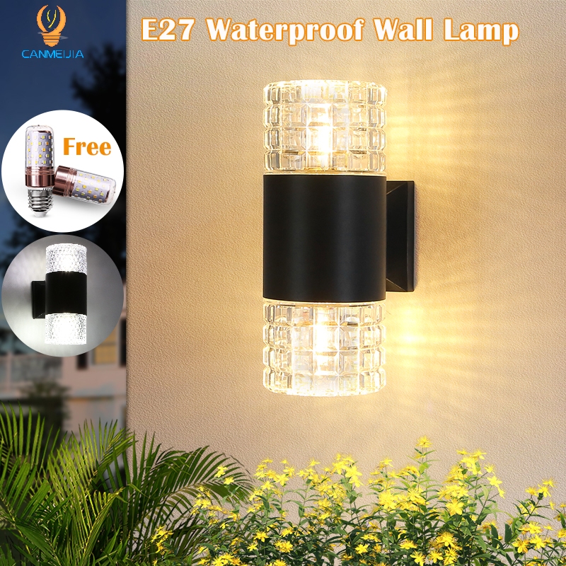 3 colors E27 Wall Lamp Waterproof Outdoor Wall Light E27 Bulb LED ...