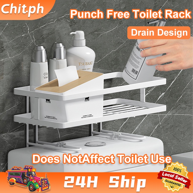 CHIT Bathroom Rack Organizer Punch-free Toilet Storage Shelf Above ...