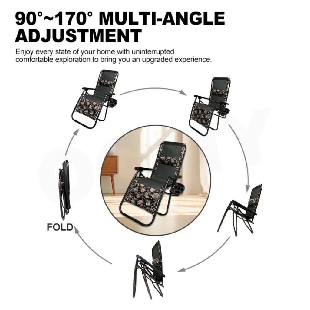Indoor & Outdoor Reclining Foldable Zero Gravity Chair with Free ...