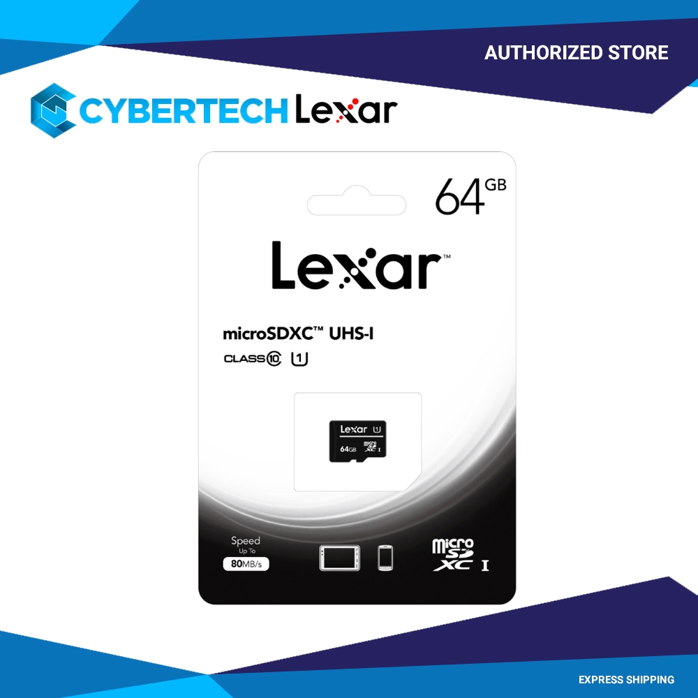Lexar 64GB Black MicroSDXC UHS-I Class 10 Card MicroSD Card with Speed ...