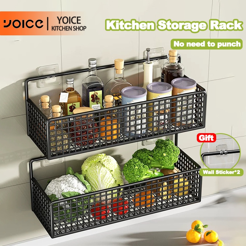 YOICE Kitchen Organizer Rack Wall Mounted Spice Condiment Organizer ...