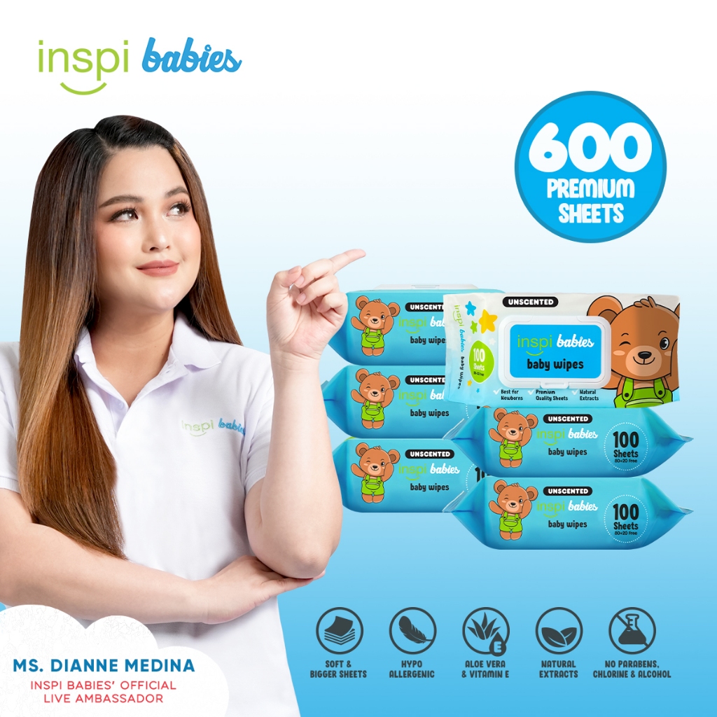 INSPI Babies Premium Baby Wipes Unscented 600 Tender Sheets