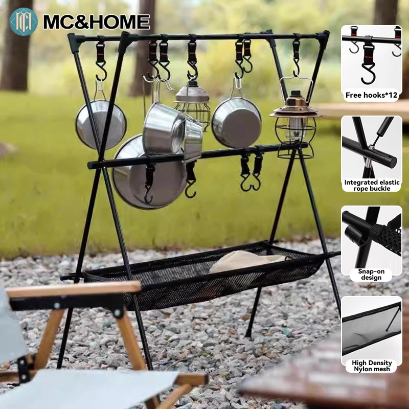 MC&HOME Outdoor Triangle Hanging Rack Camping Cookware Storage ...