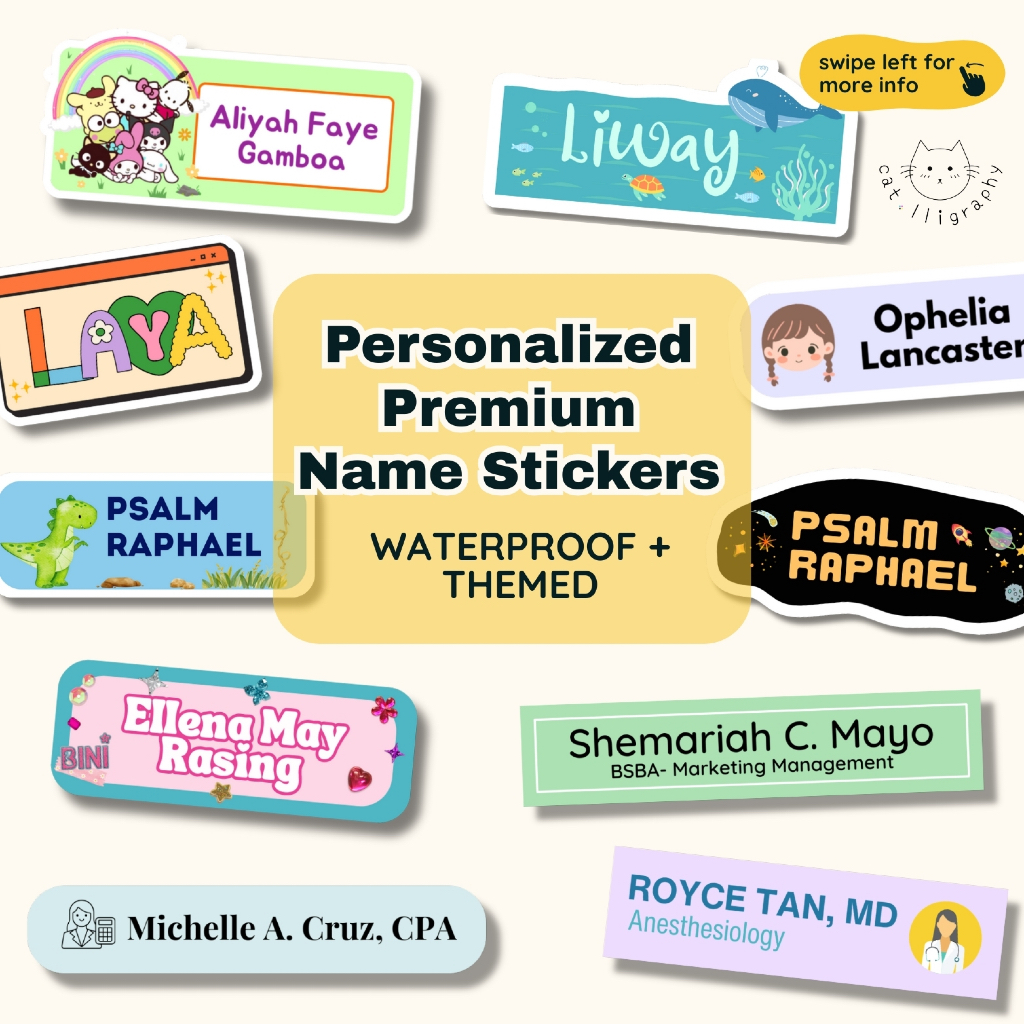 Personalized Premium Name Stickers for Kids, Students and Professionals ...