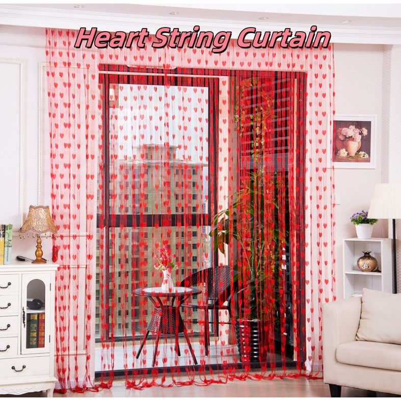 Romantic Heart String Curtain Window Door Room Tassel Curtain Partition ...