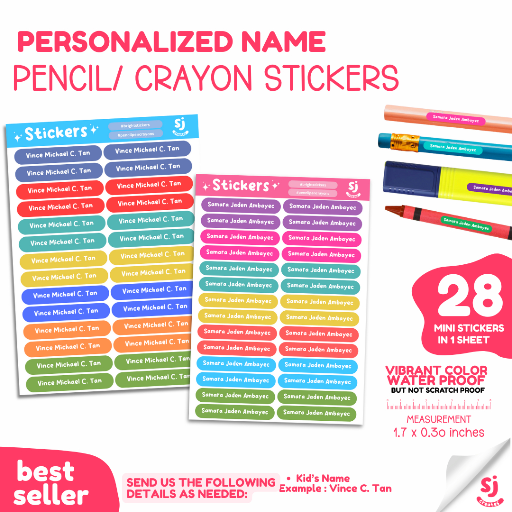 Personalized Sticker Name for Crayons, Pencil and Small Things Stickers ...