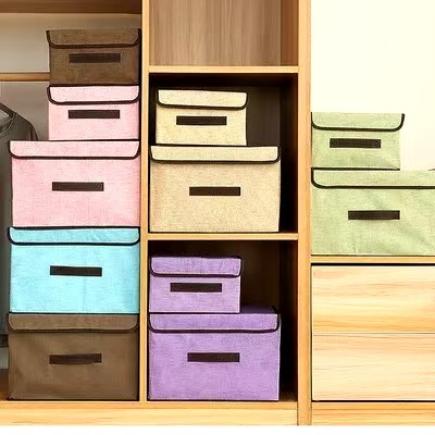 2 in 1 Set foldable box basket organizer with lid storage box | Shopee ...