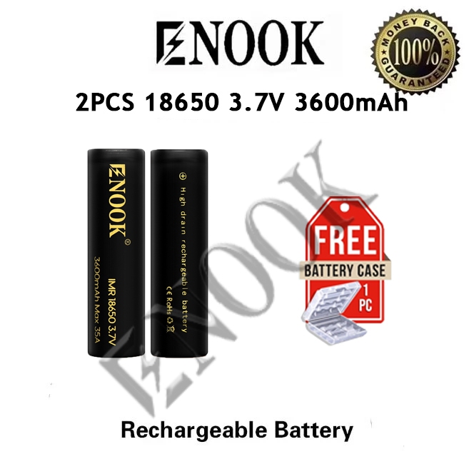 ENOOK Black 18650 Rechargeable Battery Original Lithium Battery 3.7V ...