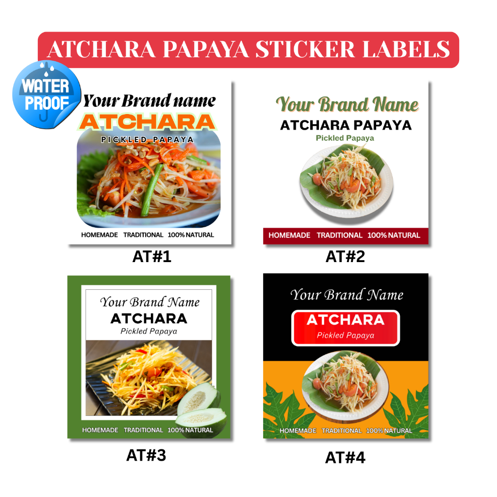 ATCHARA/PICKLED PAPAYA WATERPROOF STICKER LABEL | Shopee Philippines