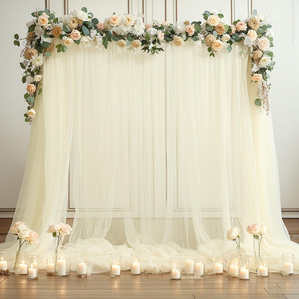 2pcs/1pc 1.6*2m White Ivory Wedding Curtain Backdrop Decor Chiffon ...