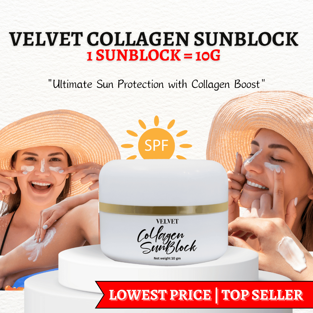 Velvet Collagen Sunblock for Sun Protection and Sun Burns l Reduces ...