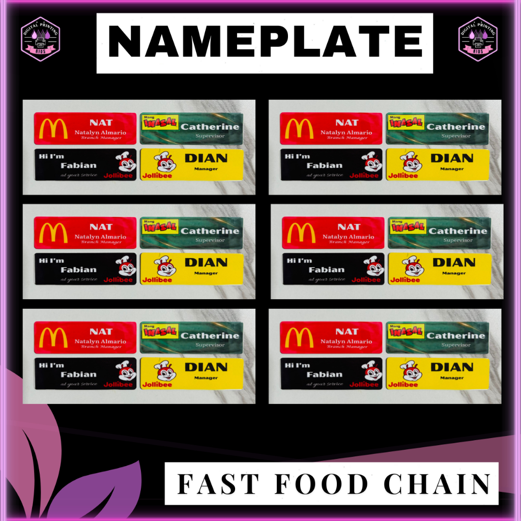 NAMEPLATE-FAST FOOD CHAIN_MESSAGE US FIRST FOR CUSTOMIZED DESIGN YOU ...