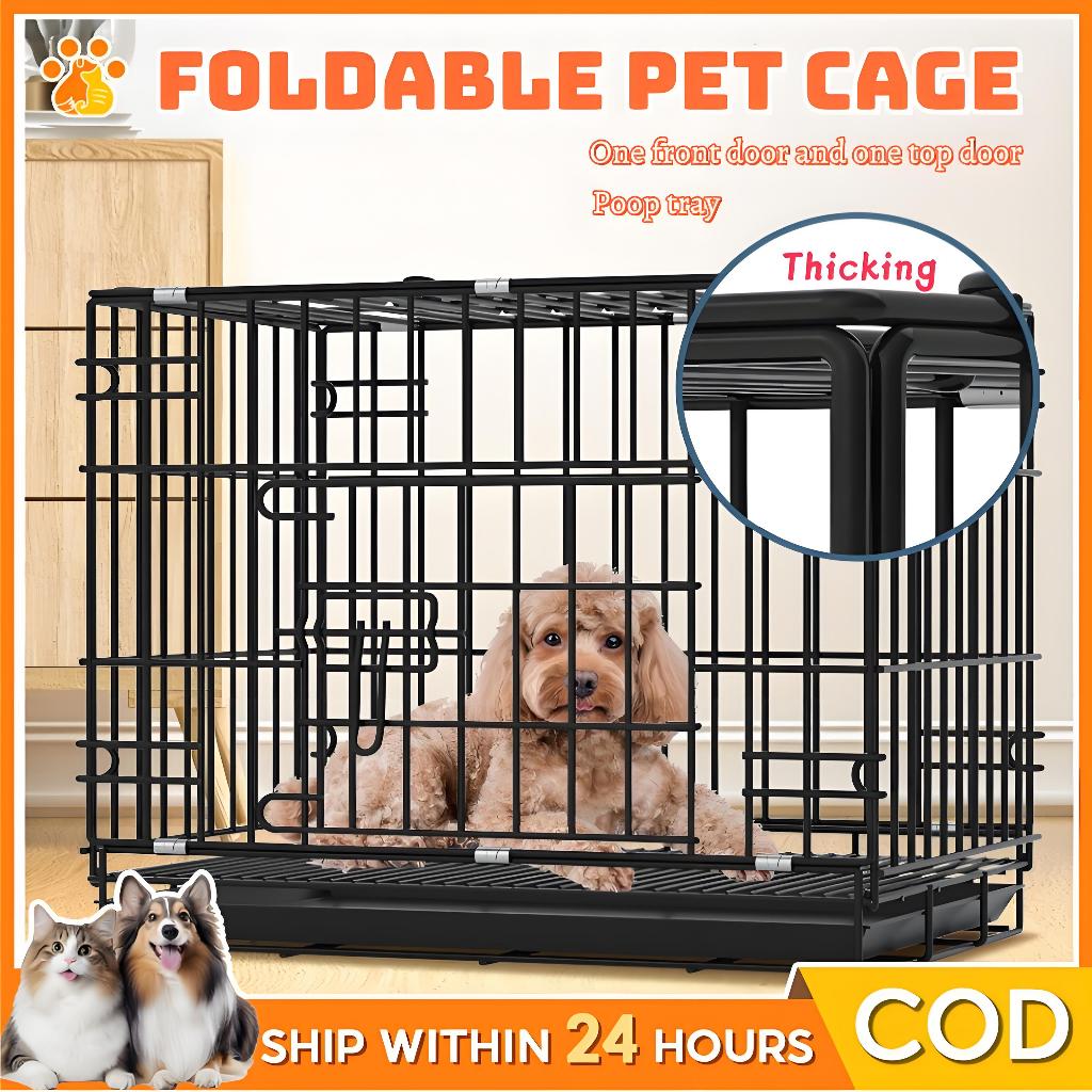 Sturdy Dogs Cage Foldable Large Space With Poop Tray Cat cage Heavy ...
