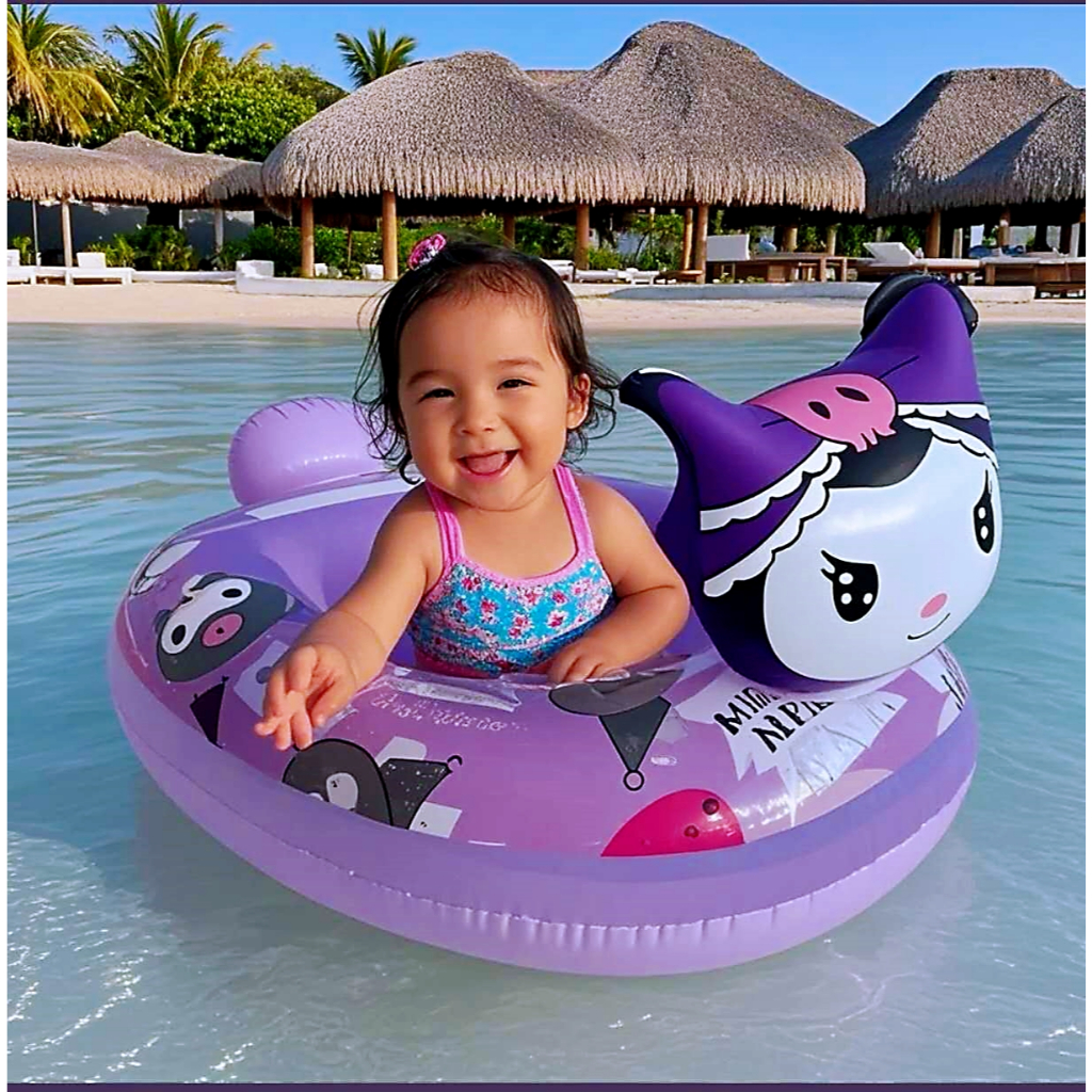 Kuromi kids swimming float boat with handle baby inflatable holes ...