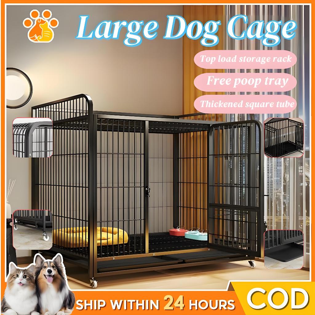 Large Dog Cage Square Tube Dog Cage Portable Mobile Dog Cage With 4 ...