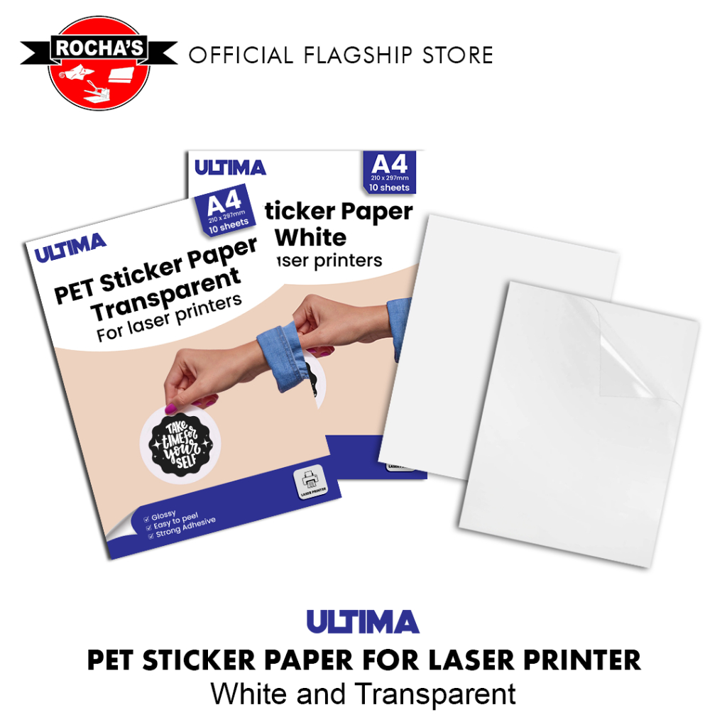 [ROCHA'S] ULTIMA PET STICKER PAPER - For Laser Printer - A4 size ...