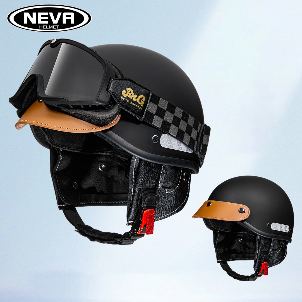 Anak Retro Adjustable Unisex For Motorcycle With Goggles Half Face Helmet  With Icc Sticker