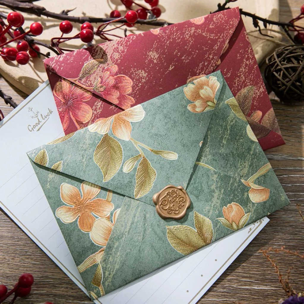 Japanese Floral Print Premium Greeting Card Envelope Invitation ...