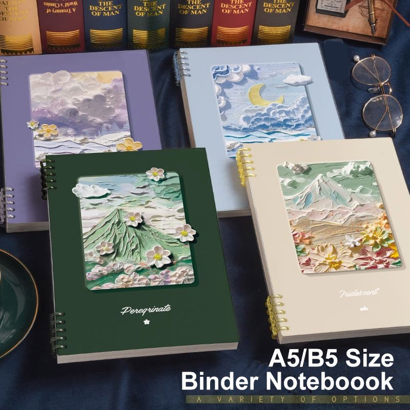 A5/B5 Binder Notebook Oil Painting Cover Loose Leaf Memo Pad Ring Book ...