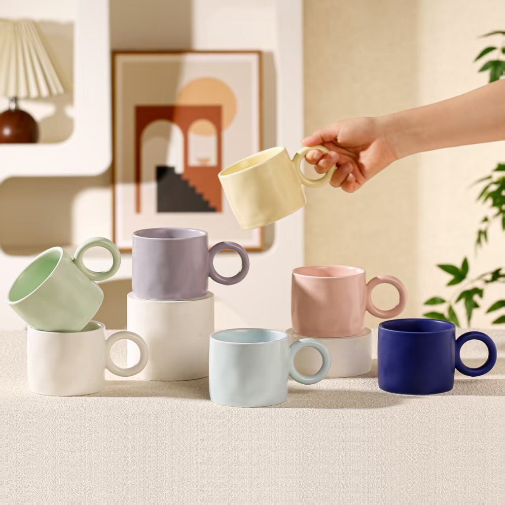380ml Big Ear Handle Ceramic Mug Coffee Tea Drinking Cup Thick Wall ...