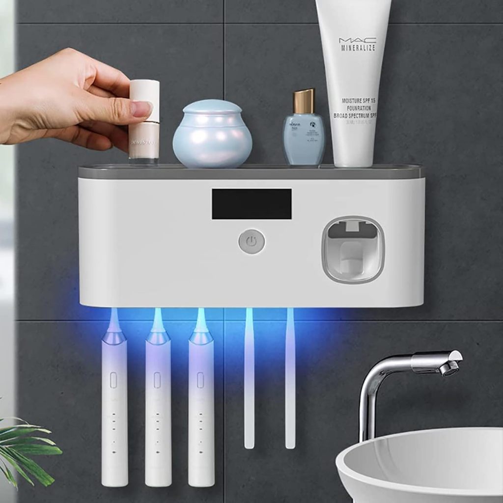 Wall Mounted Toothbrush Holder with Toothpaste Dispenser, Electric ...