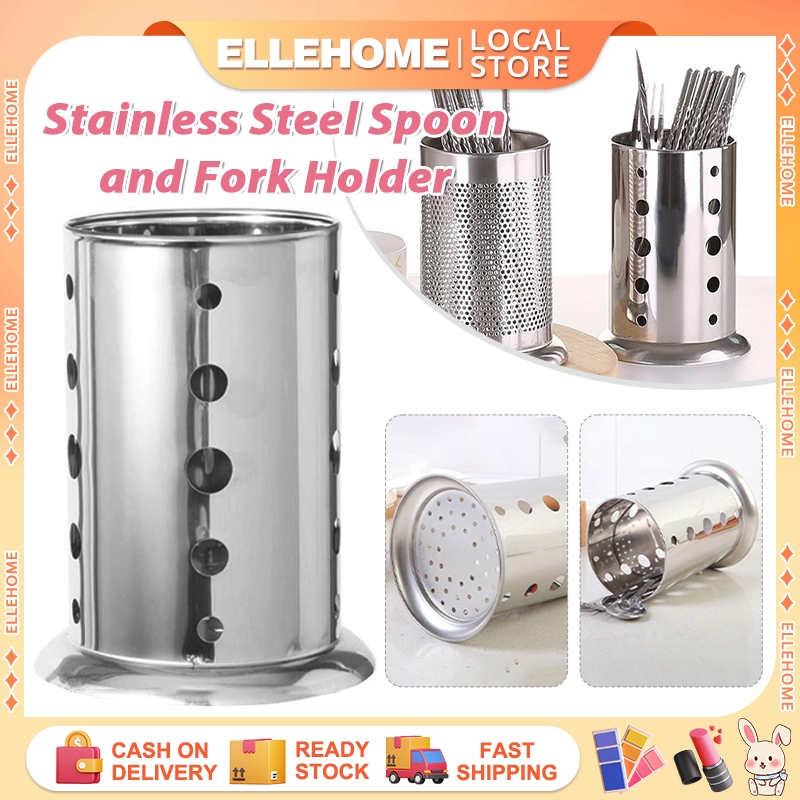 Stainless Steel Spoon and Fork Holder Tableware Storage Container Cage ...