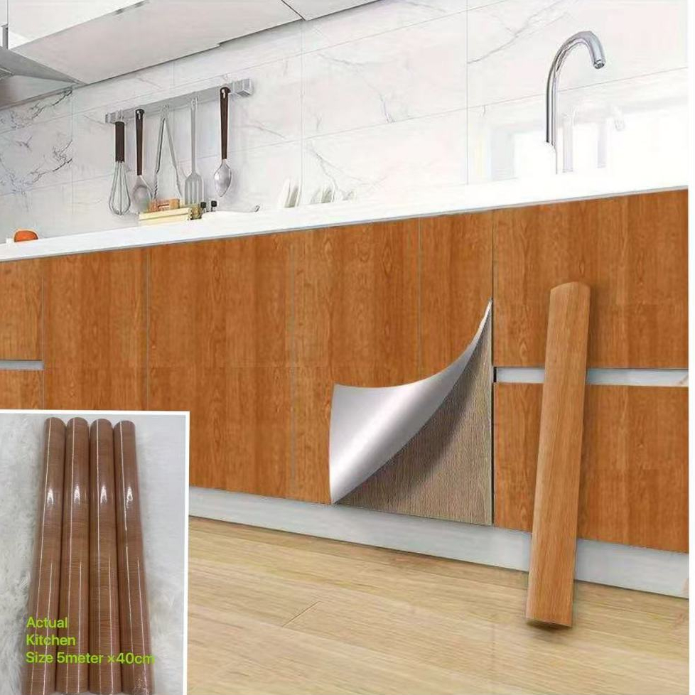 #5 Wood Grain Self Adhesive Contact Paper PVC Waterproof Kitchen Oil ...
