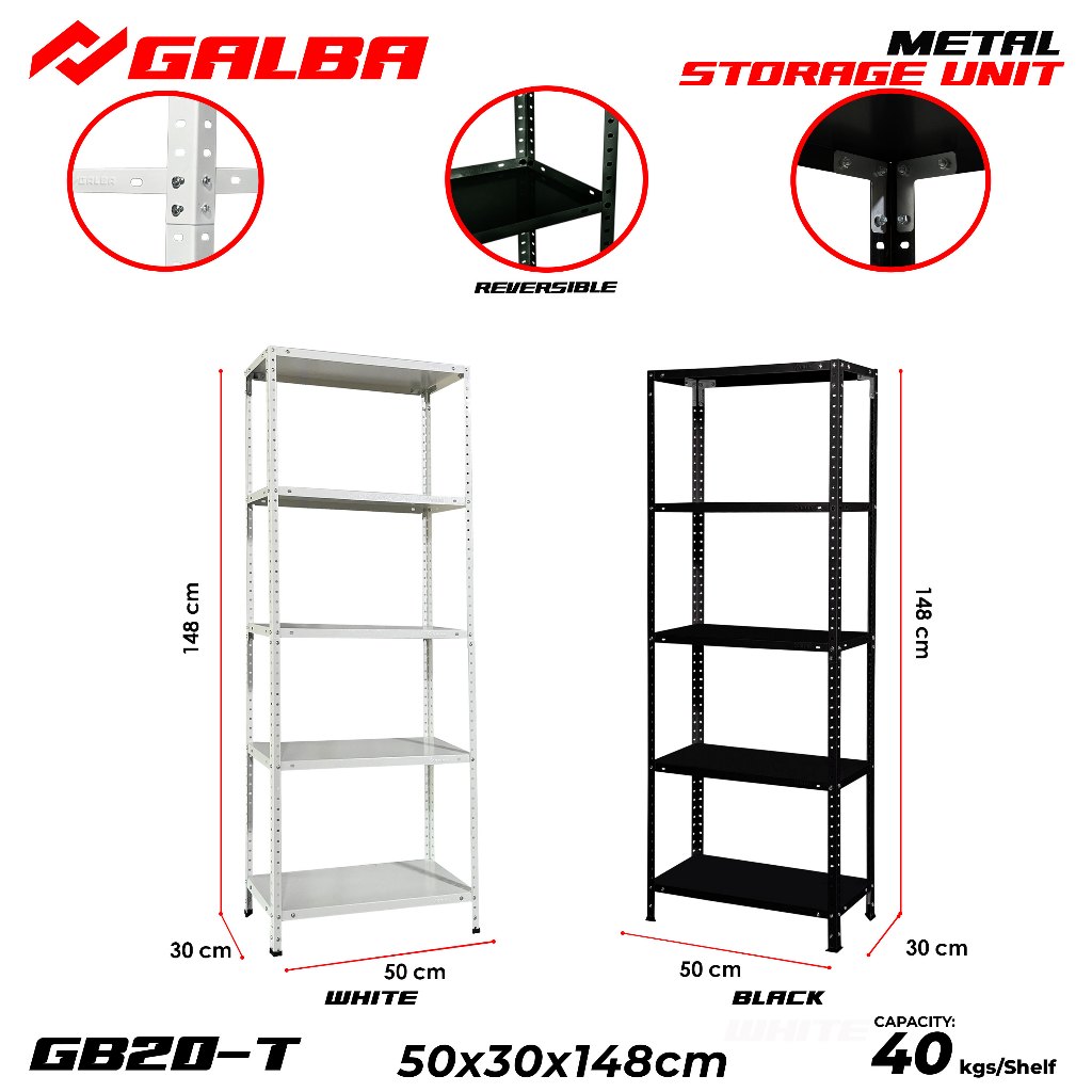 GALBA Galvanized Storage Shelves 3,4,5 Layers Adjustable ALL Metal Rack ...