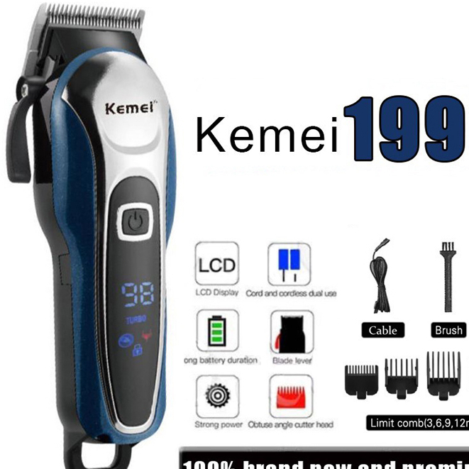 KEMEI Razor Hair Cut Rechargeable Hair Clipper Cordless LCD Monitor ...