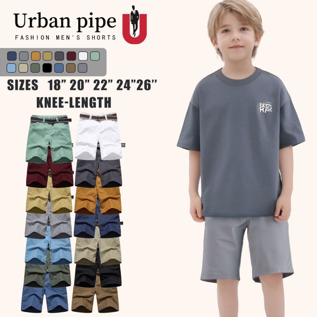URBAN PIPE Plain Shorts For Kids Boys 2-11 Yrs Kid 100% Cotton Below The  Knee Short 3708