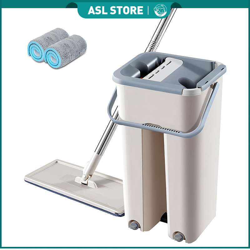 ASL Premium Self Wash Flat Mop Squeeze Mop and Bucket with Wringer ...